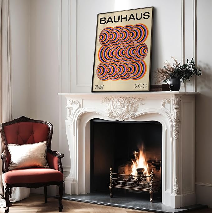 Poster Master Bauhaus Poster - Abstract Spiral Print - Geometric ART - Rainbow ART - Psychedelic Style - Chic Boho - Mid Century Modern - Living Room or Bedroom Decor - 18x24 UNFRAMED Wall Decor