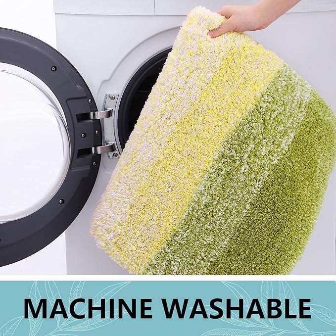 Arotive Microfiber Bathroom Rugs, Shaggy Soft and Absorbent Bath Rug, Non-Slip, Thick Plush Machine Washable Dry Bath Mats for Bathroom, Tub and Shower, 24x16, Olive Green, Rectangular