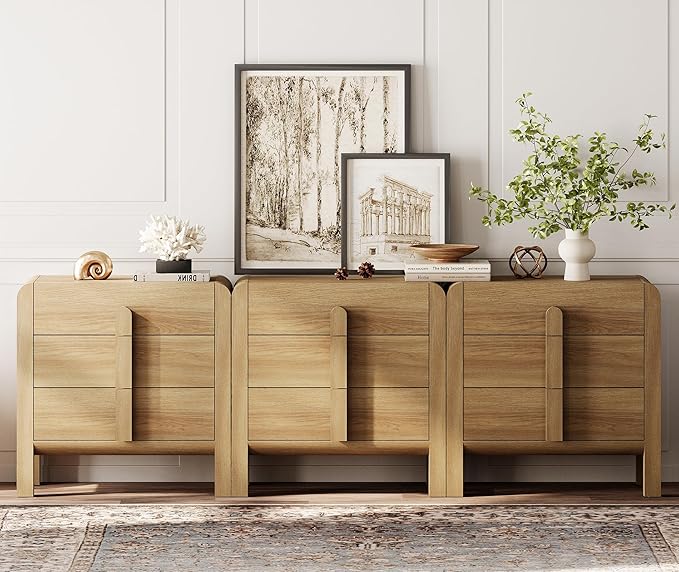 WAMPAT 94.5" W Large Sideboard Buffet Cabinet with Storage, Modern 3 in 1 Buffet Cabinet with 9 Drawers, Wood Credenzas Console Coffee Bar Cabinet for Kitchen, Living Room, Walnut