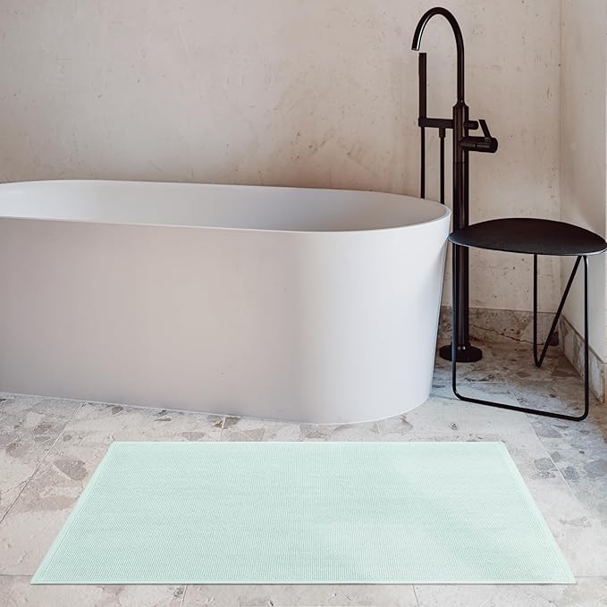 Cotton Paradise 100% Cotton Turkish Bathmat Rug, Soft Absorbent Quick Dry Non Slip, 17x24 Bathmat Rug, Mint Green