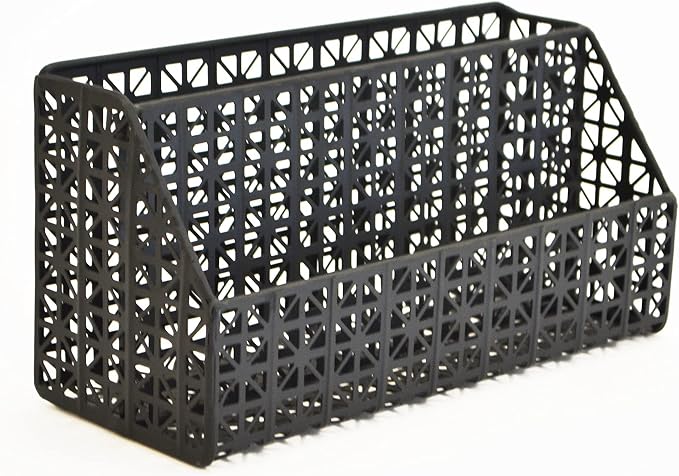 AQ Desk Organizer for Home/Office, Multi-functional, 2 Compartments for Holding Supplies/Accessories, Laser Cut Lattice Metal Design - Matte Black