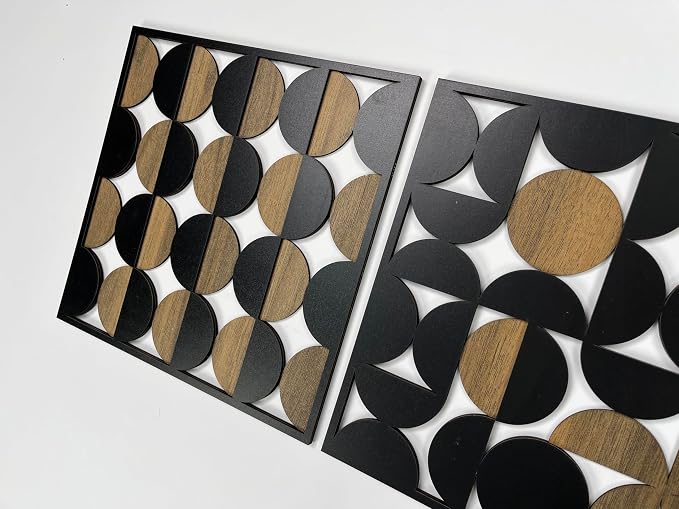 Large Bauhaus Inspired Wood Wall Art Panels, Mid Century Boho Style with Geometric Shapes, Modern Wall Art Gift for Interior Decoration