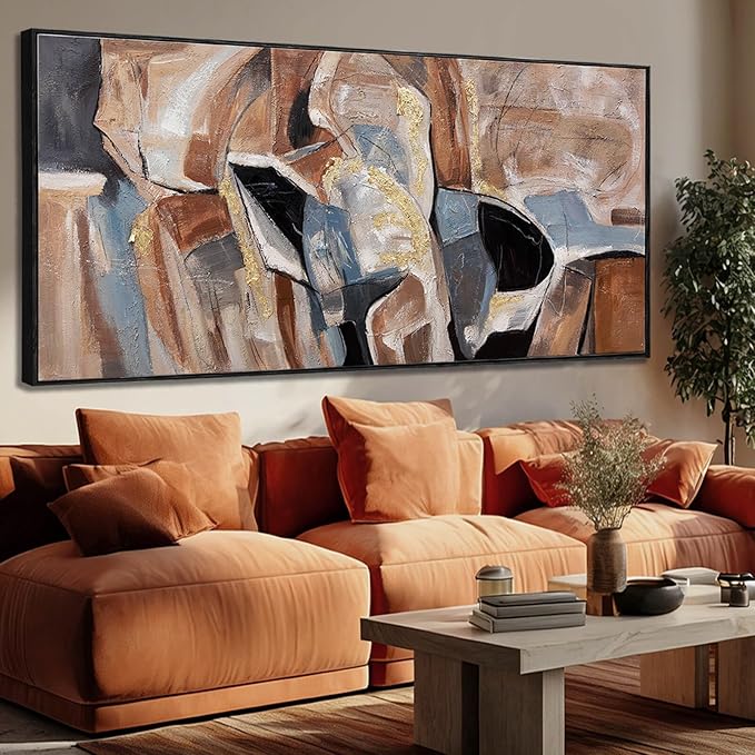 Abstract Framed Wall Art Line Canvas Painting Modern Wall Decor 29"x58" Home Decorations for Living Room Pictures for Office