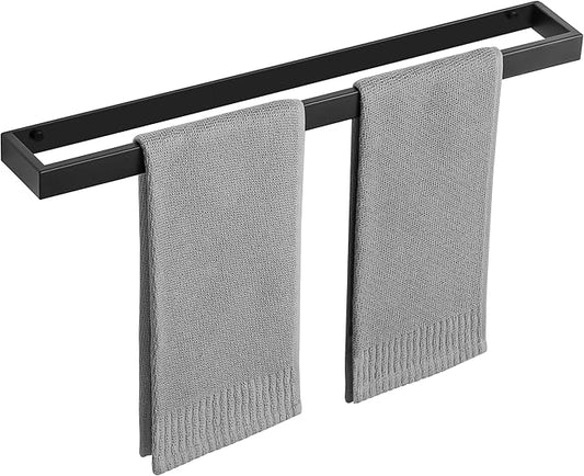Sayayo Matte Black Towel Racks for Bathroom, 24 Inch Towel Bar Wall Mount, Bath Towel Holder SUS304 Stainless Steel, Square Towel Rod (22.8 Inch Hanging Length)