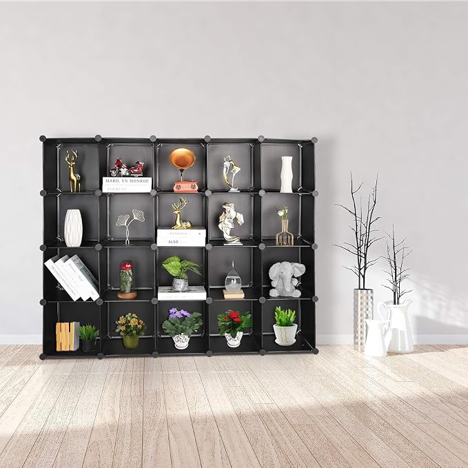 Cube Storage Organizer, DIY Plastic Closet Cabinet Modular Bookcase, Storage Shelves for Bedroom Living Room, Office（20-Cube，Plastic）