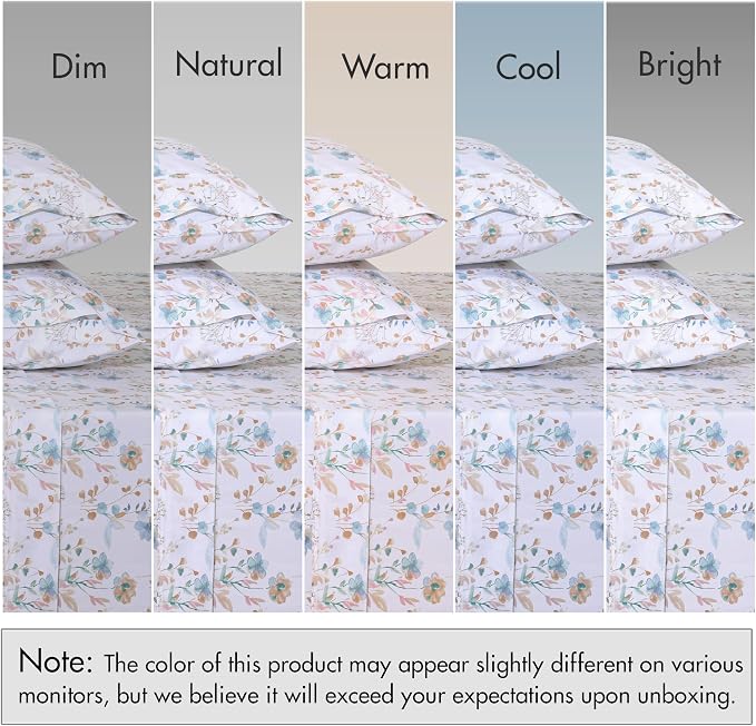 RUVANTI 100% Cotton Percale Sheets King Size 6 Piece Set, Cooling Bed Sheets for Hot Sleepers, Deep Pocket 16”, Breathable Lightweight & Durable, Crisp Hotel Style Sheets, Radiant