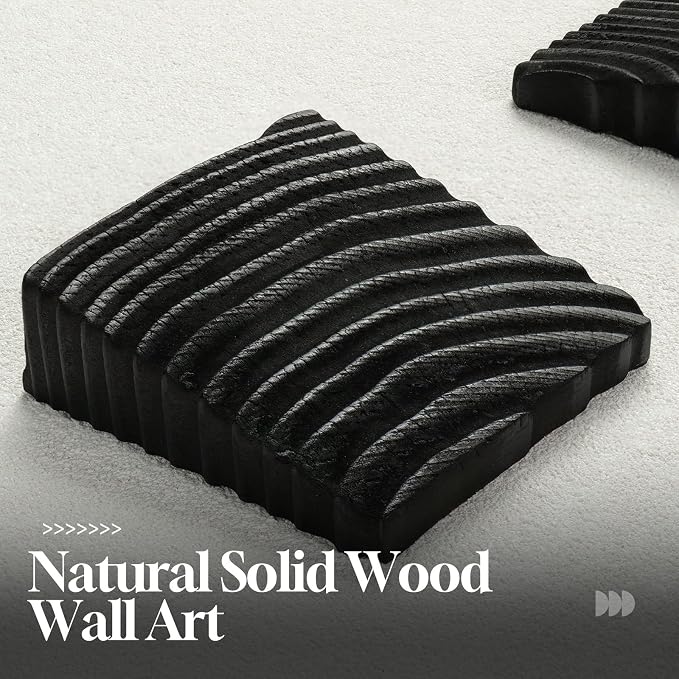 Cuspin Large Black and White Textured Wall Art for Living Room, Modern Minimalist 3D Artwork for Walls, Wood Blocks Paintings Wall Decor for Bedroom Dining Room Office Hallway
