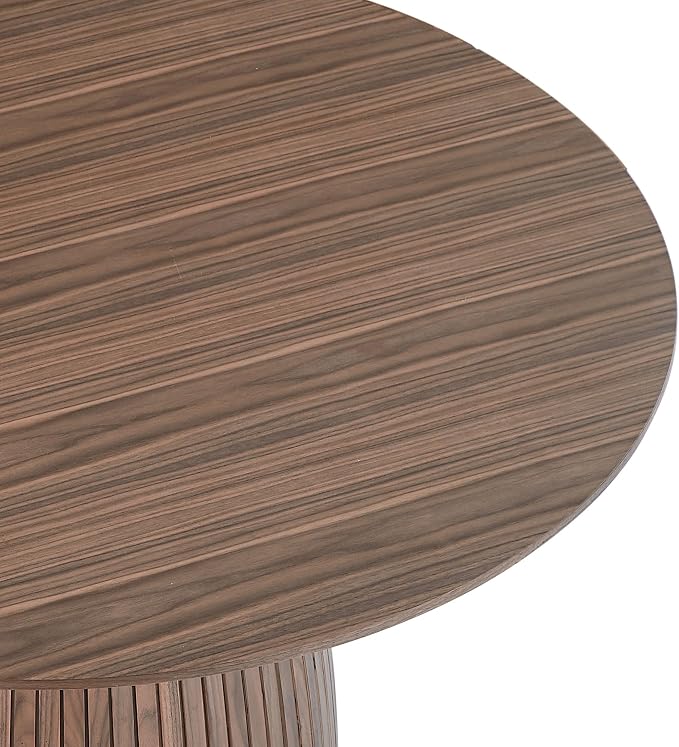 JUSTONE 47.2''Round Dining Table for 4,Modern Kitchen Table with Wooden Pedestal Base,Minimalist Elegant Dining Table for Living Room, Dining Room(φ47.2"x29.5"H, Walnut)