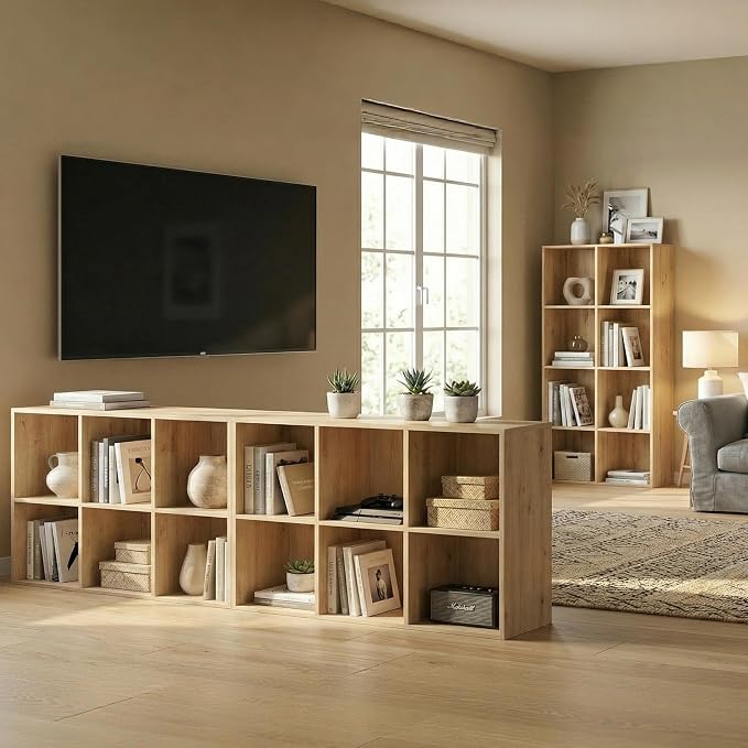 5 Cube Storage Organizer Bookshelf, Closed Back Display Bookcase, Reversible Bookcase, Cubes Closet Organizer for Home, Living Room, Kids Room, Office, Bedroom, Study, Hallway