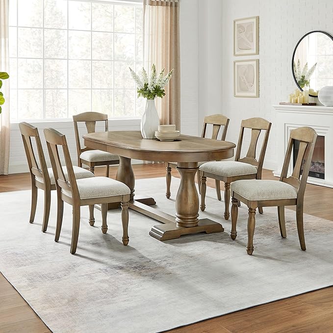 JUSTONE 94.06'' White Oak Extendable Oval Table, Great for Dining Room & Kitchen (Oak, 94.06'' Dining Table only)