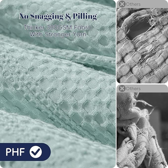 PHF Soft Waffle Comforter Set Queen Size- Comfy Breathable Waffle Weave Comforter with 2 Pillow Shams, 3 Pieces Less Snagging Lightweight Textured Bedding Set for All Season, Aqua