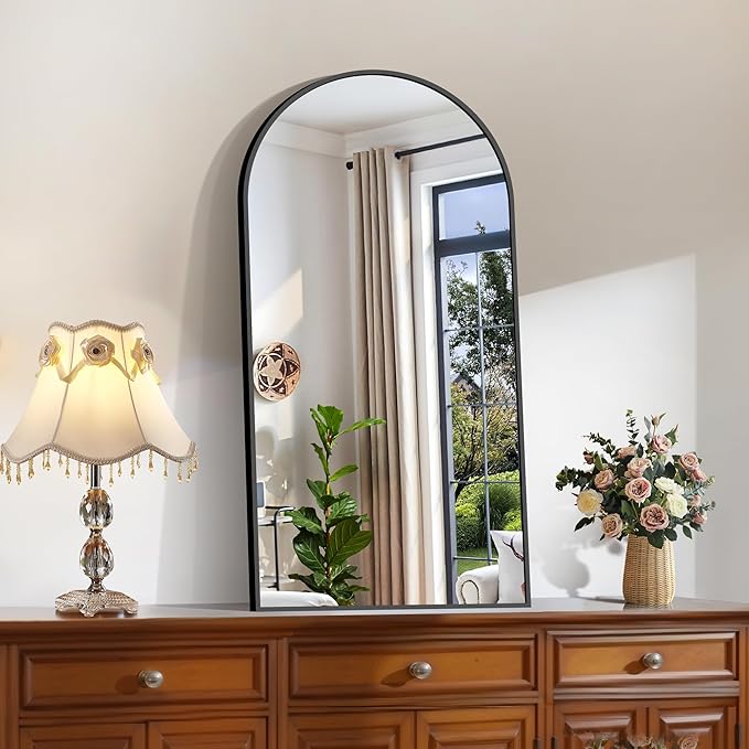 CIRCUMI Arched Wall Mirror, 20"x40" Black Arched Mirror with Tempered Glass, Metal Frame, Large Size for Bathroom, Living Room,Entryway,Over Sink, Arch Mirror for Decor,Shatterproof&Crystal-Clear