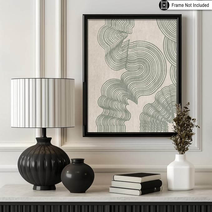 Poster Master Line Drawing Poster - Curved Lines Print - Geometric & Sketch Art - Mid Century Modern & Minimal Art - Great Bedroom or Living Room Decor - 8x10 UNFRAMED