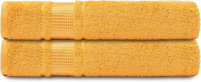 Melissa Linen, 2 Piece Hand Towel Set, 100% Turkish Cotton Face Hand Towels for Bathroom, 20 in x 35 in, Absorbent, Quick Dry, Durable and Soft, Spa and Hotel Quality, Yellow