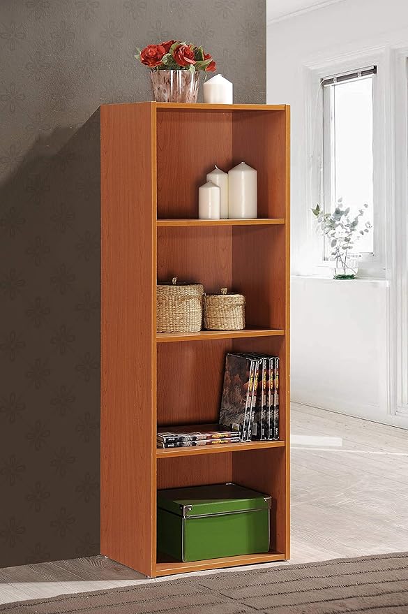 Hodedah 4-Shelf Bookcase in Cherry