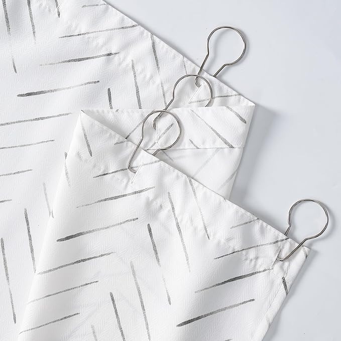 jinchan Small Stall Grey and White Shower Curtain 48x72 Inches Inky Herringbone Chevron Zig Zag Waterproof Fabric Modern Farmhouse Shower Curtains for Bathroom with 8 Hooks