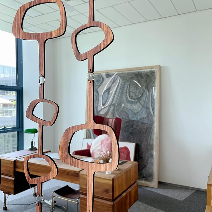 6PCS Retro Mid Century Modern Wall Art MCM Decor for Living Room Bedroom Kitchen Study, Walnut Wood Texture 16.5"x51.3"
