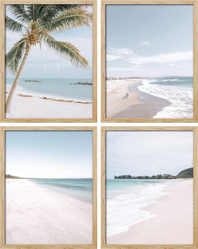 SIGNWIN Poster Bathroom Decor 11"x14"x 4, Wall Art Room Decor Multicolor for Living Room, Bedroom, Office White White Beach Shore Tropical Palm Tree Island Nature Wilderness Realism Landscape