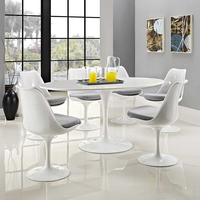 Lippa 60" Oval Wood Top Dining Table - White