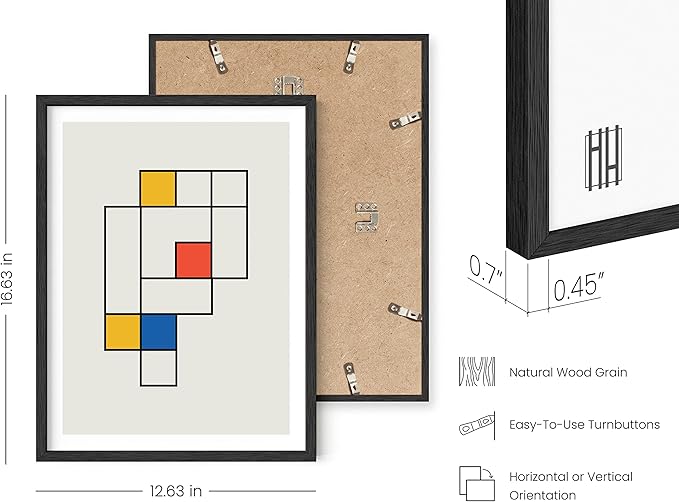 HAUS AND HUES Bauhaus Modern Mid Century Wall Art Print - Geometric Wall Art Decor, Retro Wall Art, Abstract Mid Century Wall Decor, Modern Art Print (Black Frame, 12x16)