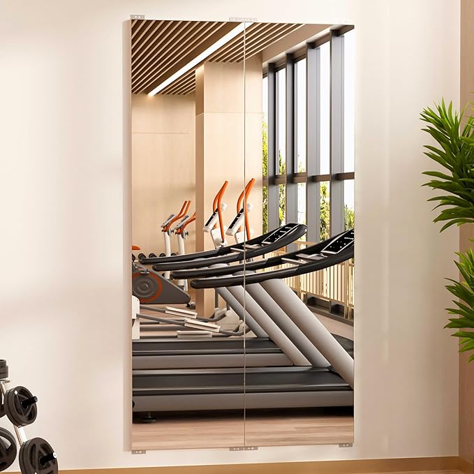 brisafe 67" x 48" (2PCS 67" X 24") Home Gym Mirror - Full Length Wall Mirror for Gyms, Dance, Yoga - Easy to Install, Lightweight Shatterproof Nano Mirror, Reduces 60% Commercial Insurance Costs