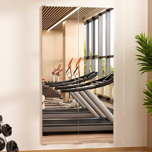 brisafe 63" x 40" (2PCS 63" X 20") Gym Mirror, Full Length Wall Mirror for Gym, Dance Studio, Home, Yoga - Easy to Install, Ultra-Light Shatterproof Nano Miorror Reduces 60% Commercial Insurance Costs