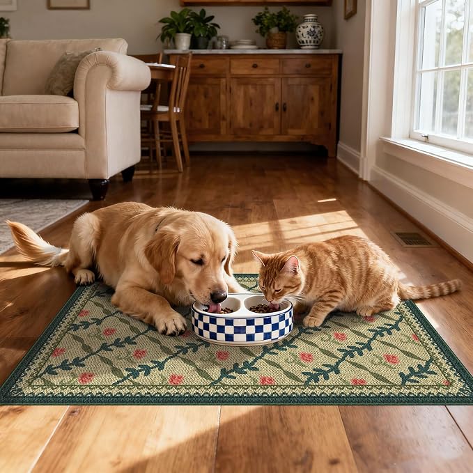 Front Door Mat Outside Entrance - 2x3 Non-Slip Washable Doormat Indoor Outdoor Entrance Jute-Look Floral Rug Welcome Mat Small Throw Rugs for Entryway Bedroom Kitchen Mudroom Front Porch Decor