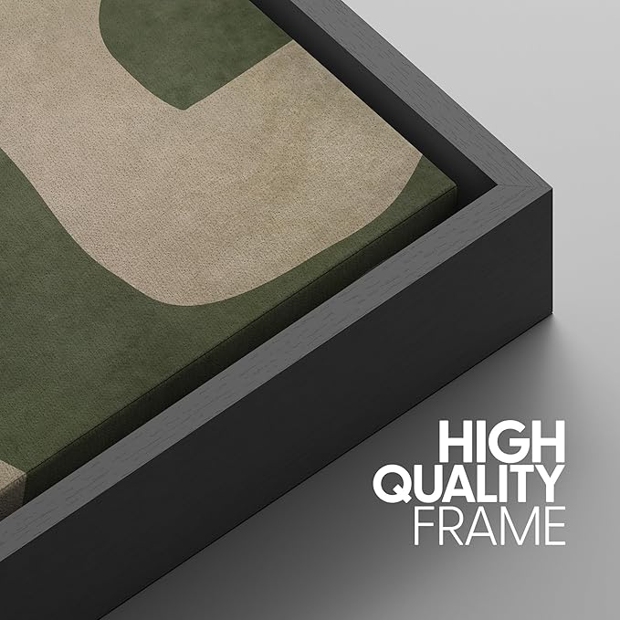 SIGNWIN Framed Canvas Print Wall Art Set Abstract Geometric Green and Beige Tones Illustrations Modern Art Decorative Boho Relax/Zen Nordic for Living Room, Bedroom, Office - 16"x24"x3 Black