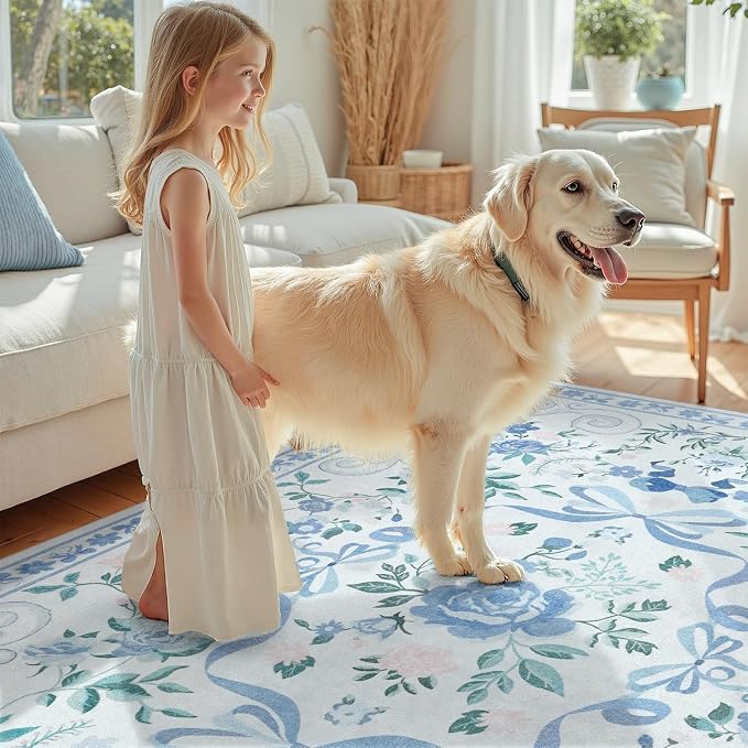 DCX floralbow-bluek Area Rugs3x5