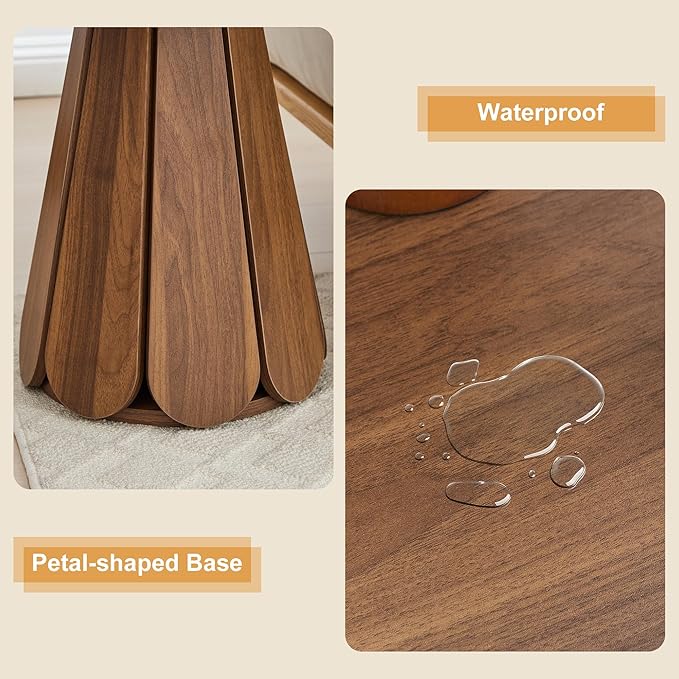 Small Round End Table Nightstand, Mid Century Modern Side Table, Circle Bedside Tables Wood Night Stand for Bedroom, Living Room, Small Space, Walnut