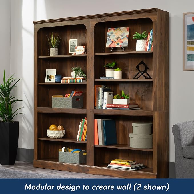 Sauder Select 5-Shelf Bookcase, in a Grand Walnut Finish