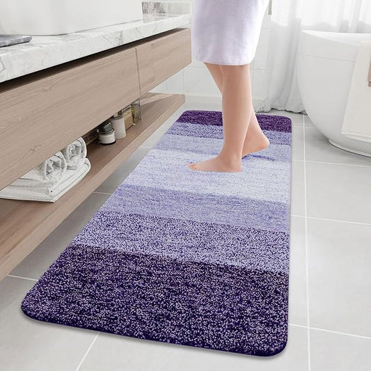 Arotive Microfiber Bathroom Rugs, Shaggy Soft and Absorbent Bath Rug, Non-Slip, Thick Plush Machine Washable Dry Bath Mats for Bathroom, Tub and Shower, 70x24, Dark Purple, Rectangular