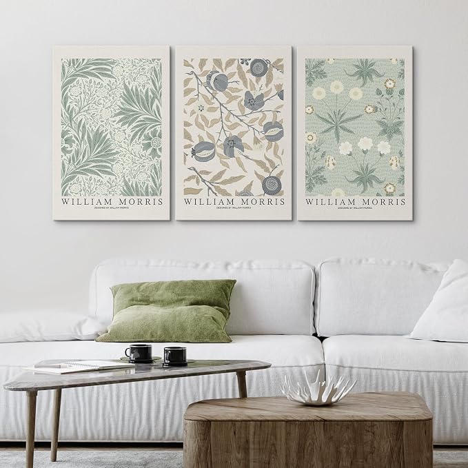 wall26 Canvas Print Wall Art Set William Morris Flower Market Exhibition Poster Nature Wilderness Illustrations Modern Art Decorative Floral Botanical Minimal Calm/Relax for Bedroom - 16"x24" x 3