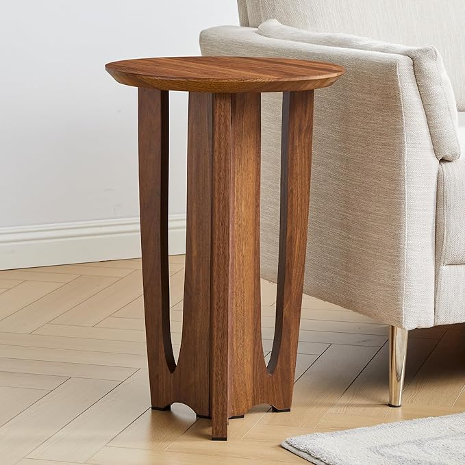 Round End Table Set of 2,Mid Century Modern Side Table with Curved Legs,Small End Tables for Living Room, Bedroom