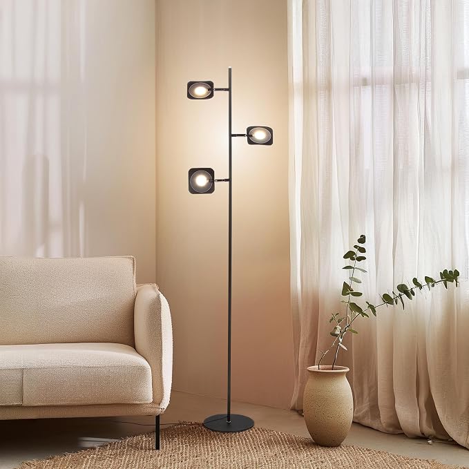 Brightech Tree Floor Lamp for Living Rooms & Offices, Dimmable Standing Lamp for Bedroom Reading, LED Spotlight Floor Lamp, Tall Lamp with Adjustable Panels for Minimal Space Use - Bronze