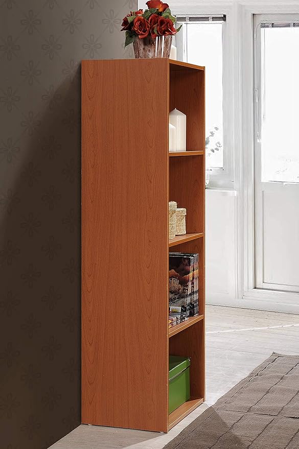 Hodedah 4-Shelf Bookcase in Cherry