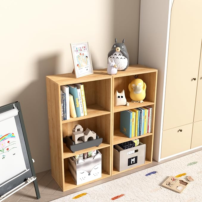 Wooden 3 Cube Storage Organizer,3 Tier Low Bookcase Freestanding Storage Display Organizer,Versatile Cubes Shelf and Cubby Unit for Any Space 15.7inch
