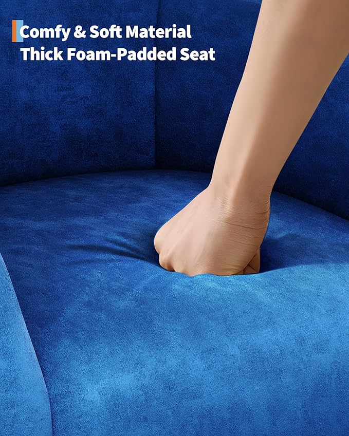 GarveeHome Accent Chair for Living Room Barrel Club Chair with Soft Padded Seat & Sturdy Legs for Bedroom Waiting Room Reception Chairs - Blue