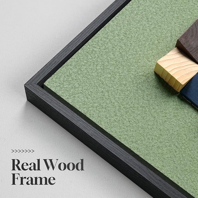 Framed 3D Wood Abstract Wall Art for Living Room, Large 4 Piece Sage Green Textured Landscape Artwork for Walls, Modern Minimalist Colorful Wooden Wall Decor for Dining Room,Hallway, Office Aesthetic