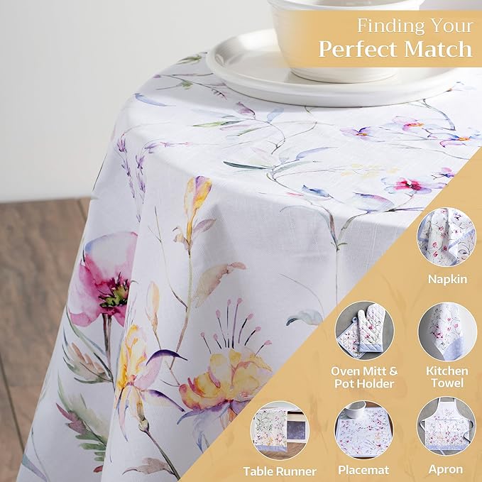 Maison d' Hermine Table Cloth Round Table 100% Cotton 63 Round Inches Tablecloth Reusable Decorative for Dining Room Farmhouse Home Valentines Day Decorations Spring Summer - Summer Floral