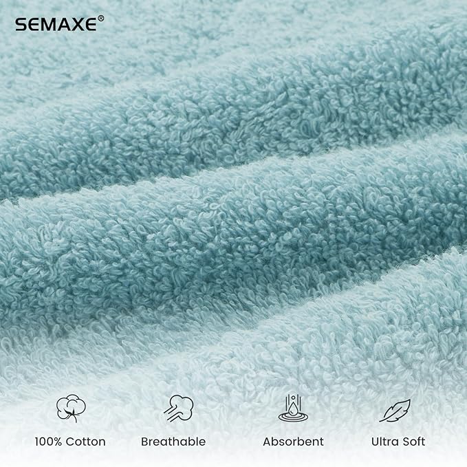 SEMAXE 12 Pack Hand Towels for Bathroom, 100% Cotton Towels with Hanging Loops, Soft and Highly Absorbent, Hand Towel Set for Gym, Shower, Hotel, Spa and Kitchen, Blue