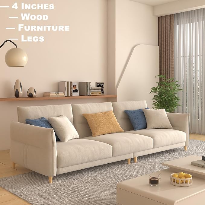4 Inch Rubberwood Furniture Legs Set of 4 - Solid Wood Couch & Sofa Legs Replacement,Feet for Ottoman Loveseat Table Cabinet Bed Suport Foot - Vernished Wooden Legs