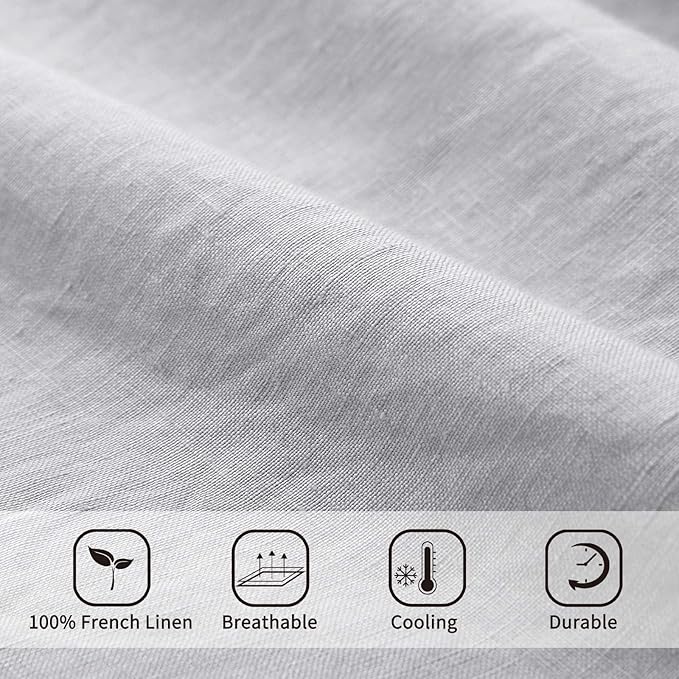 ATLINIA 100% Flax Linen Duvet Cover Set - Stone Washed Pure French Linen Organic Fabric for Farmhouse Comforter Boho Bedding Included 1 Duvet Cover 2 Pillow Shams(Light Grey, California King)