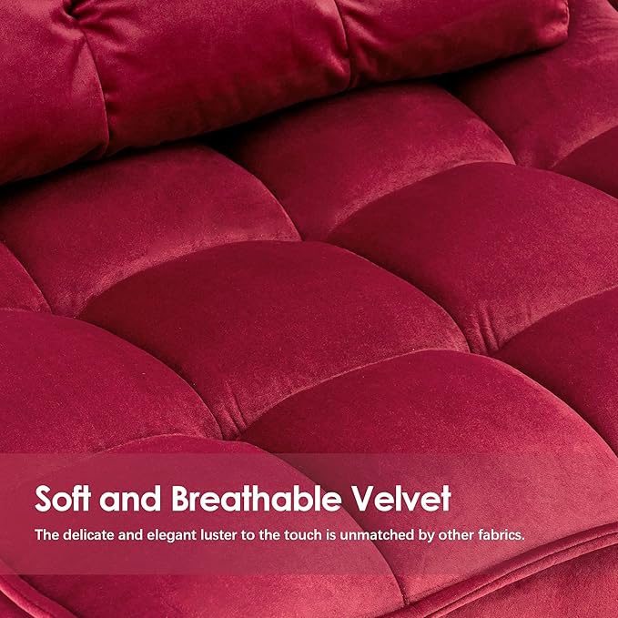 MCombo Accent Chair with Ottoman, Modern Velvet Wingback Lounge Chair, Upholstered Club Chair for Small Space, Living Room & Bedroom 4079 (2, Burgundy)