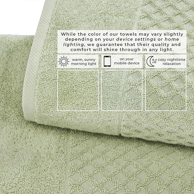 Great Bay Home Hand Towels - 100% Cotton 6 Pack 26x16 Hand Towel Set - Absorbent, Durable, Quick-Dry Towels for Bathroom (Pale Green)