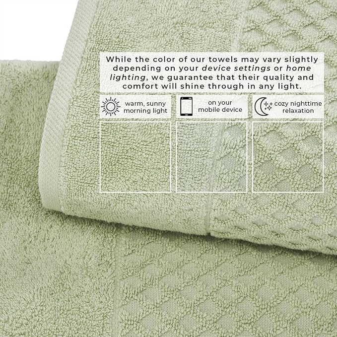 Great Bay Home Bath Towels - 100% Cotton 6 Piece Towel Set - Diamond Waffle Weave - Absorbent, Durable, Quick-Dry Towels for Bathroom (Pale Green)