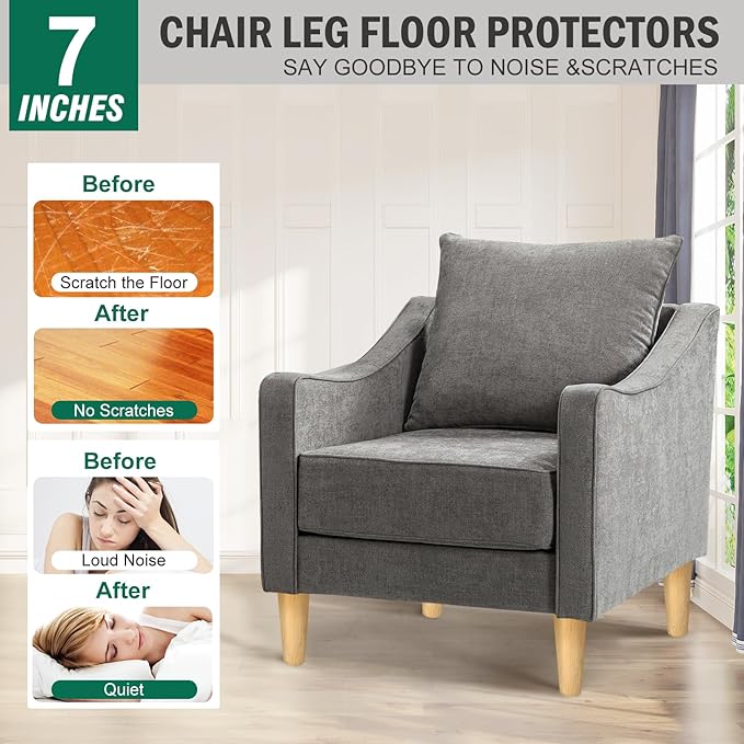 FoDau770 Rubber Wood Furniture Legs 7 Inches, Straight Tapered Wood Feet Mid Century Sofa Legs Set of 4, 5/16" UNC Furniture Feet Replacement Parts for Cabinet Couch Dresser Chair Ottoman Table