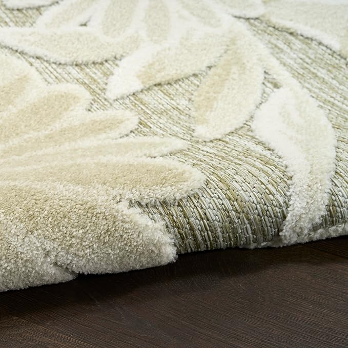 Nourison Home Aloha Ivory Sage 5'3" x 7'5" Area Rug - Easy Clean, Non Shedding, Bed Room, Living Room, Dining Room, Kitchen (5' x 8')