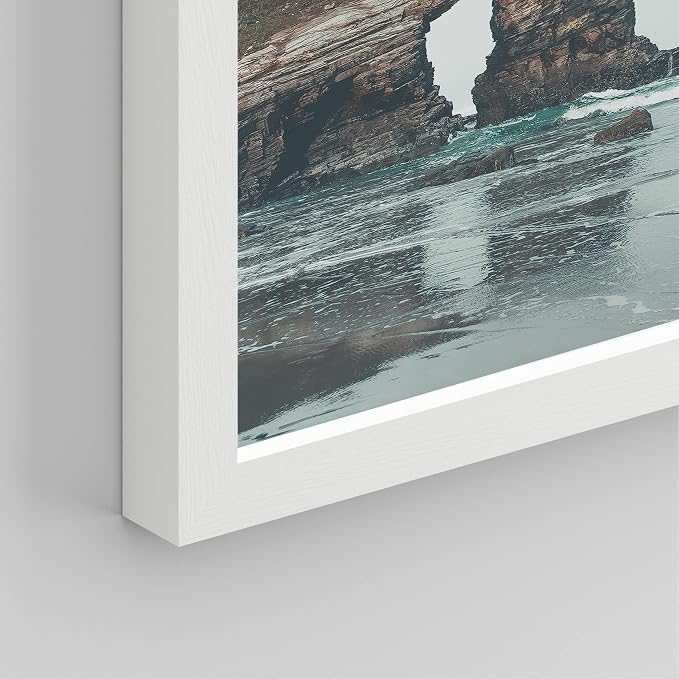 SIGNWIN Framed Rocky Storm Cloud Sky Beach Ocean Wall Art, Set of 4 Landscape Colorful Wall Decor Prints, Nature Wilderness Wall Décor for Living Room, Bedroom - 12"x16" White