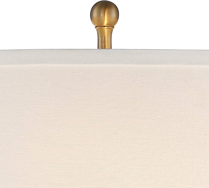 Vienna Full Spectrum Rolland Traditional Table Lamp 30" Tall Antique Brass Crystal Column Off White Tapered Drum Shade Decor for Living Room Bedroom House Bedside Nightstand Home Office Entryway